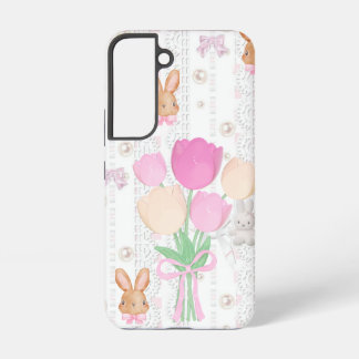 Coquette-Hasen-Handyhülle – Weiß & Floral Samsung Galaxy Hülle