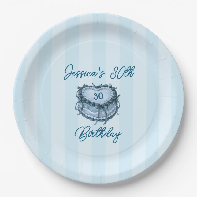 Coquette Heart Birthday Cake Paper Plate Pappteller (Vorderseite)