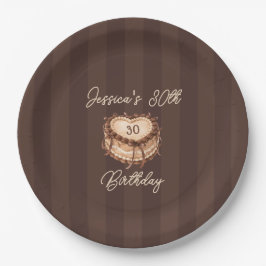 Coquette Heart Birthday Cake Paper Plate Pappteller
