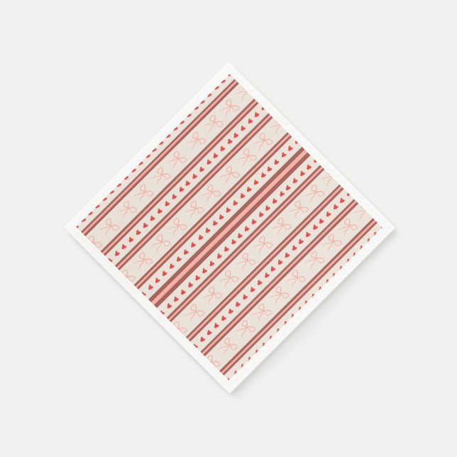 Coquette Hearts and Bows Pattern Napkins Serviette (Ecke)