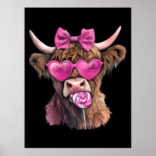 Coquette Highland Cow Bubblegum 2025 Poster