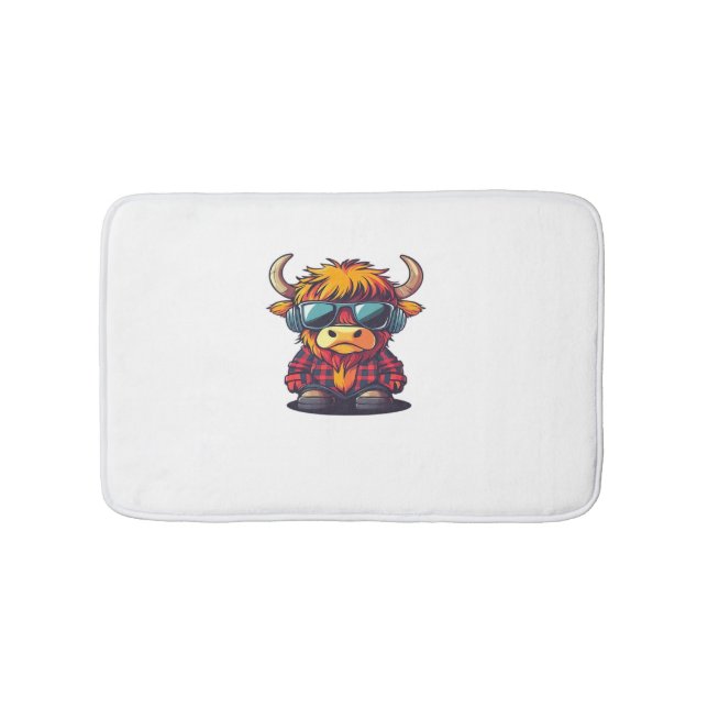 Coquette Highland Cow Bubblegum Tshirt Design, Hol Badematte (Vorderseite)