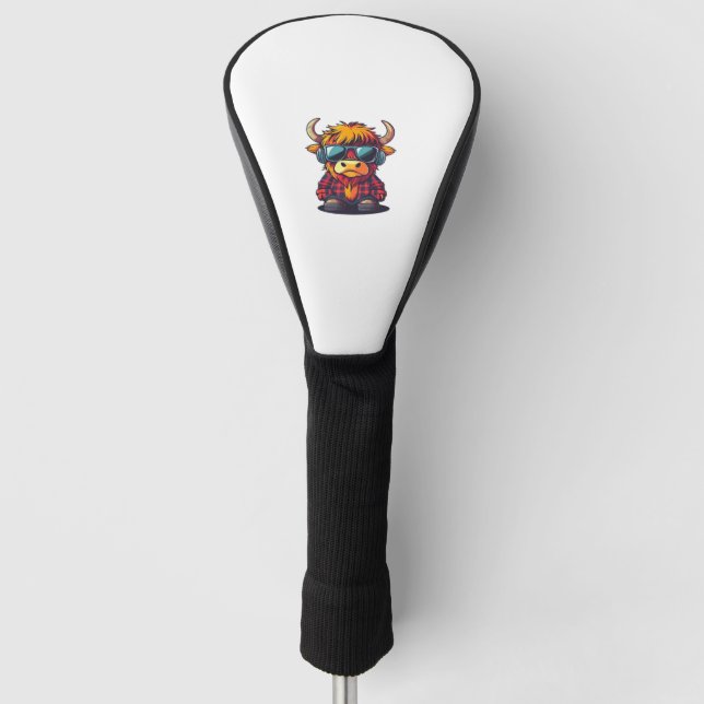 Coquette Highland Cow Bubblegum Tshirt Design, Hol Golf Headcover (Vorderseite)