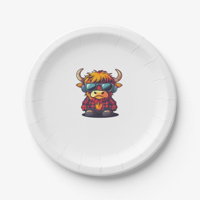 Coquette Highland Cow Bubblegum Tshirt Design, Hol Pappteller (Vorderseite)