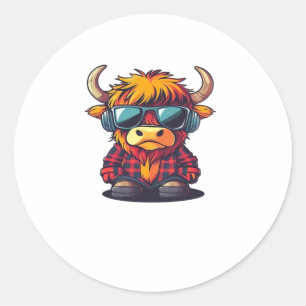 Coquette Highland Cow Bubblegum Tshirt Design, Hol Runder Aufkleber