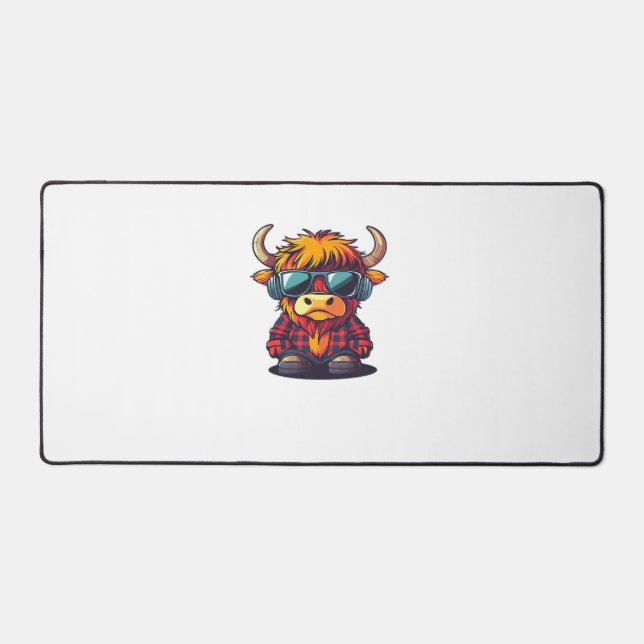 Coquette Highland Cow Bubblegum Tshirt Design, Hol Schreibtischunterlage (Vorderseite)