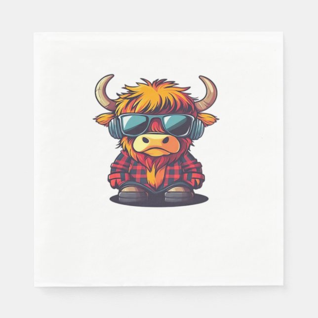 Coquette Highland Cow Bubblegum Tshirt Design, Hol Serviette (Vorderseite)