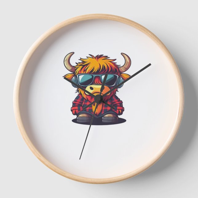 Coquette Highland Cow Bubblegum Tshirt Design, Hol Uhr (Vorderseite)
