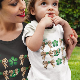 Coquette Irish Leopard Bows mit grünen Kleeblätter Kleinkind T-shirt