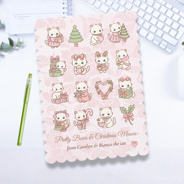 Coquette Kawaii Cat Christmas Karte (Coquette Kawaii Cat Christmas Card)
