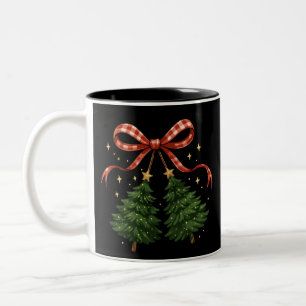 Coquette Kirschen Weihnachtsbaum Kariert Bogen Win Zweifarbige Tasse