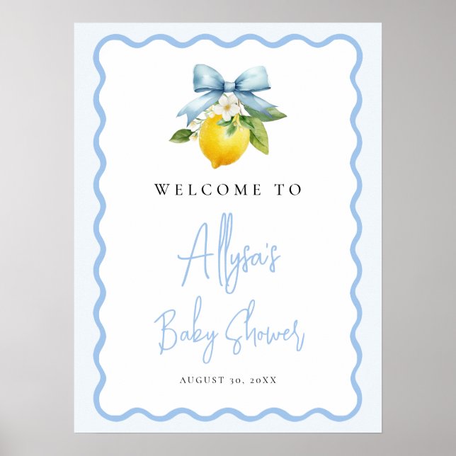 Coquette Lemon Italian Wavy Baby Dusche Willkommen Poster (Vorne)