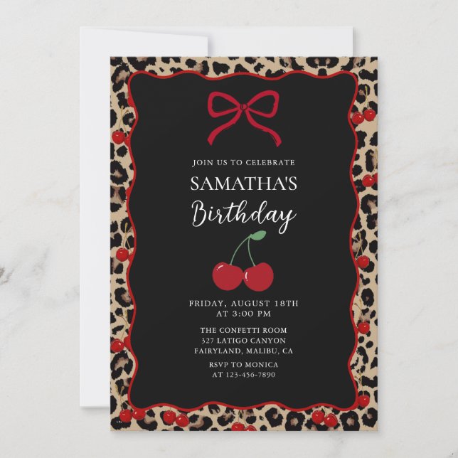 Coquette Leopard Cheetah Girl Birthday Invitation (Devant)