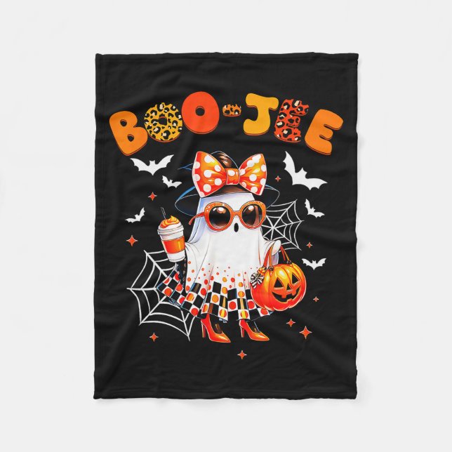 Coquette Leopard Ghost Coffee Boo-jee Halloween Bo Fleecedecke (Vorderseite)