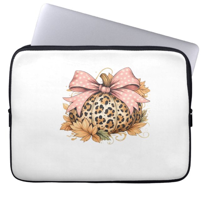 Coquette Leopard Pumpkin with Pink Bow - Glam Fall Laptopschutzhülle (Vorderseite)