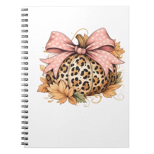 Coquette Leopard Pumpkin with Pink Bow - Glam Fall Notizblock (Vorderseite)