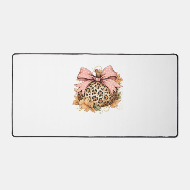 Coquette Leopard Pumpkin with Pink Bow - Glam Fall Schreibtischunterlage (Vorderseite)