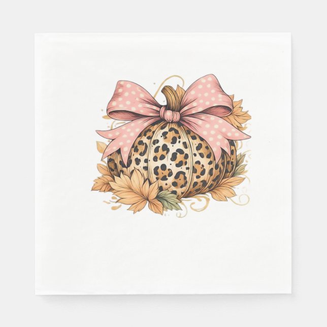 Coquette Leopard Pumpkin with Pink Bow - Glam Fall Serviette (Vorderseite)