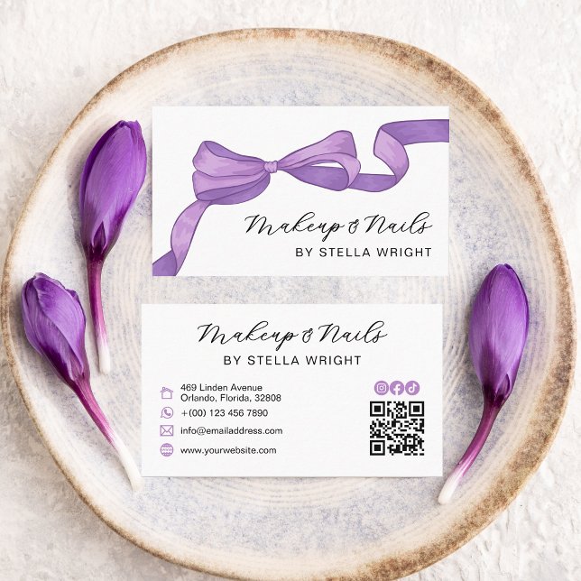 Coquette Lila-Bogen-Schönheits-QR-Code Visitenkarte (Von Creator hochgeladen)