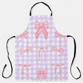 Coquette Lila Gingham & Pink Bow Schürze