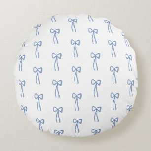 Coquette Little Bow Blue Grandmillenial Rundes Kissen