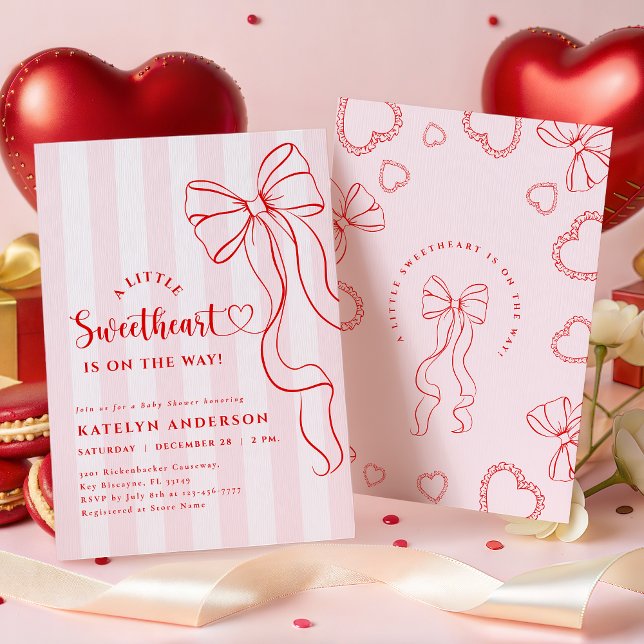 Coquette Little Sweetheart Baby Shower Invitation Einladung (Von Creator hochgeladen)