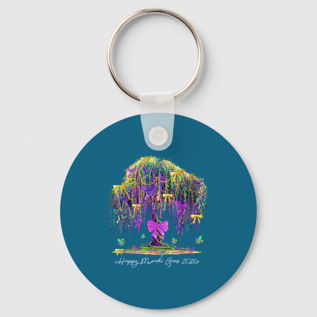 Coquette Mardi Gras 2026 Beads Tree Carnival New O Schlüsselanhänger (Vorderseite)