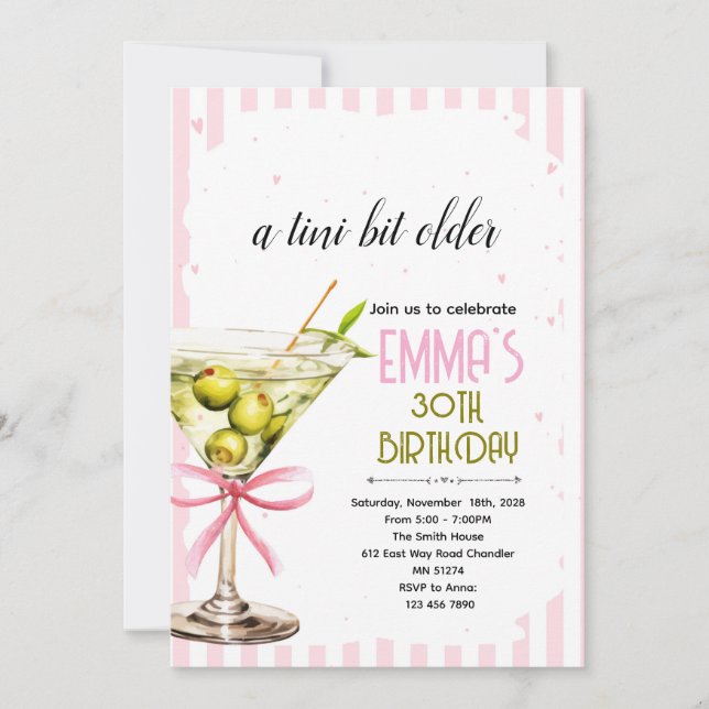 Coquette Martini Birthday Invitation (Devant)