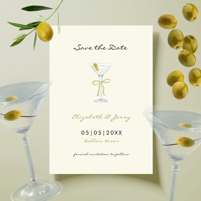 Coquette Martini Bow Handschrift Save the Date (Von Creator hochgeladen)