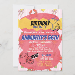 Coquette Meeresfrüchte & Getränke Editable Einladu Einladung