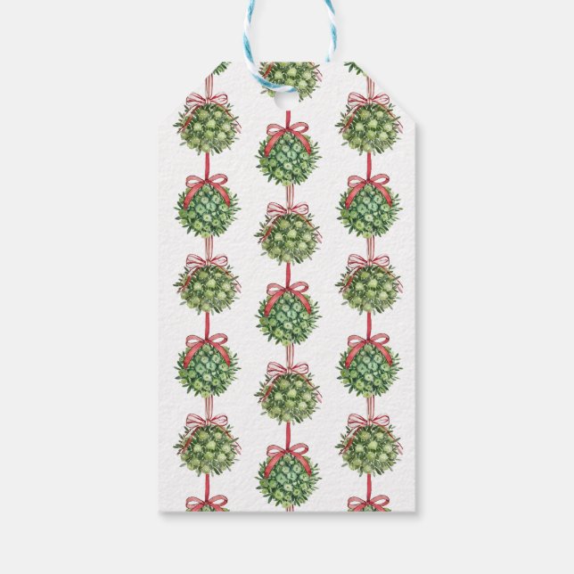 Coquette Mistletoe Watercolor Gift Wrap Geschenkanhänger (Rückseite)