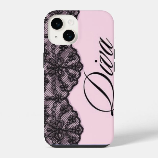 Coquette Monogramm Spitze iPhone 14 Hülle (Rückseite)