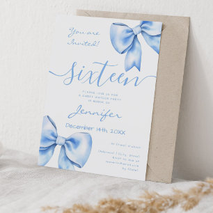 Coquette Navy Blue Bow Sweet 16 Geburtstag Einladung