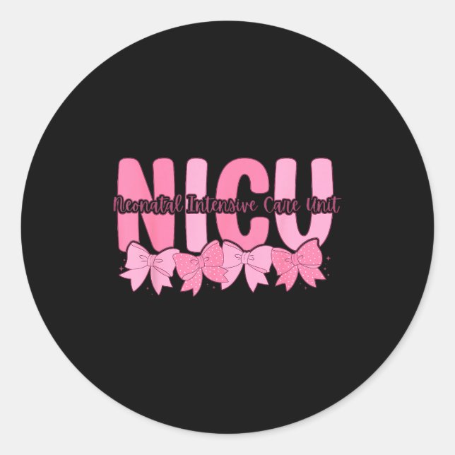 Coquette Nicu Nurse Nk Bow Neonatal Intensive Care Runder Aufkleber (Vorderseite)