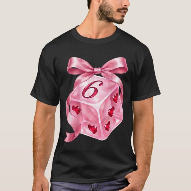 Coquette Nk Dice Bow Hearts 6 7 Preppy Valentine Y T-Shirt (Vorderseite)