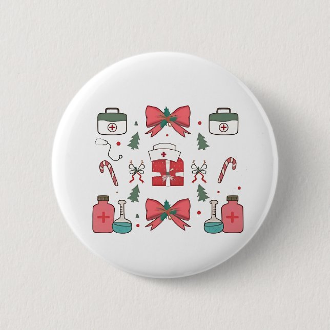 Coquette Nurse Bow Custom Nurse Weihnachten Weihna Button (Vorderseite)