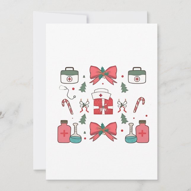 Coquette Nurse Bow Custom Nurse Weihnachten Weihna Einladung (Vorderseite)