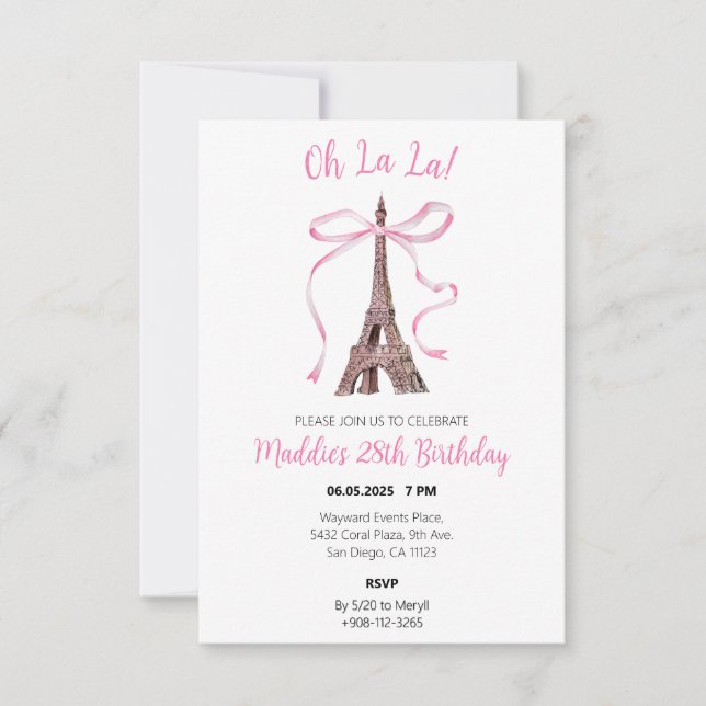 Coquette Paris Birthday Invites Dankeskarte (Vorderseite)