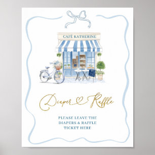 Coquette Parisian café French Diaper Raffle Poster