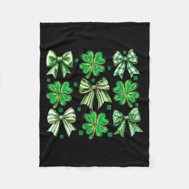 Coquette Patrick's Day Bow,shamrock Lucky Bow Funn Fleecedecke (Vorderseite)