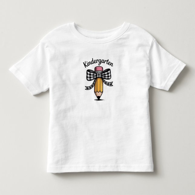 Coquette Pencil Bow Kindergarten Lehrerschule Kleinkind T-shirt (Vorderseite)