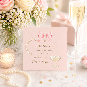 Coquette Perlen & Prosecco Brautparty Dankeskarte