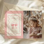 Coquette Pink Aquarellbogen 1. Geburtstag Dankeskarte<br><div class="desc">Erleben und teilen Sie die Freude am ersten Geburtstag Ihres Mädchens mit unserem bezaubernden Foto Niedlich Pink Bow Coquette 1. Geburtstag Dankeschön Card. Diese personalisierte Karte ist der perfekte Weg, um Ihren Gästen Dankbarkeit auszudrücken und gleichzeitig die wertvollen Erinnerungen zu schätzen, die während der Feier gemacht wurden. Die Karte ist...</div>