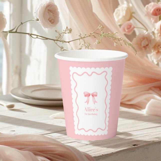 Coquette Pink Aquarellbogen 1. Geburtstag Pappbecher (Von Creator hochgeladen)