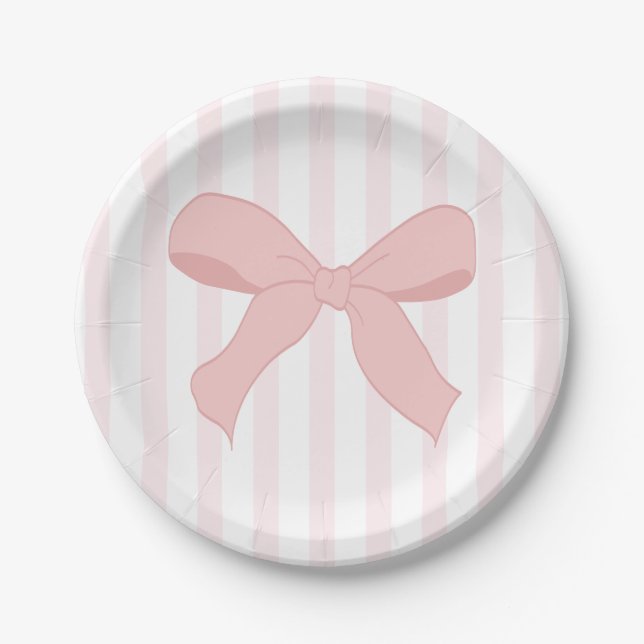 Coquette Pink Ballerina Bow Birthday Pappteller (Vorderseite)