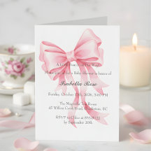 Coquette Pink Bow Baby Shower It's a Girl