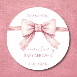 Coquette Pink Bow Babydusche Danke Runder Aufkleber