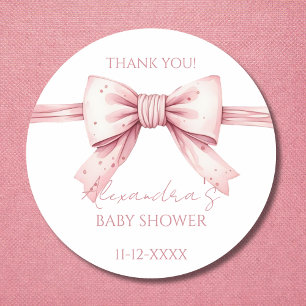 Coquette Pink Bow Babydusche Danke Runder Aufkleber
