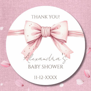 Coquette Pink Bow Babydusche Danke Runder Aufkleber
