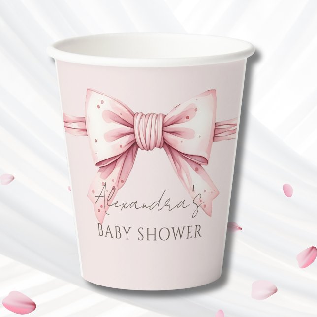 Coquette Pink Bow Babydusche Pappbecher (Von Creator hochgeladen)